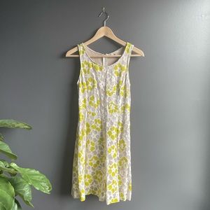 Mystree Women Yellow and White Lace Dress with Nude Slip Size Small